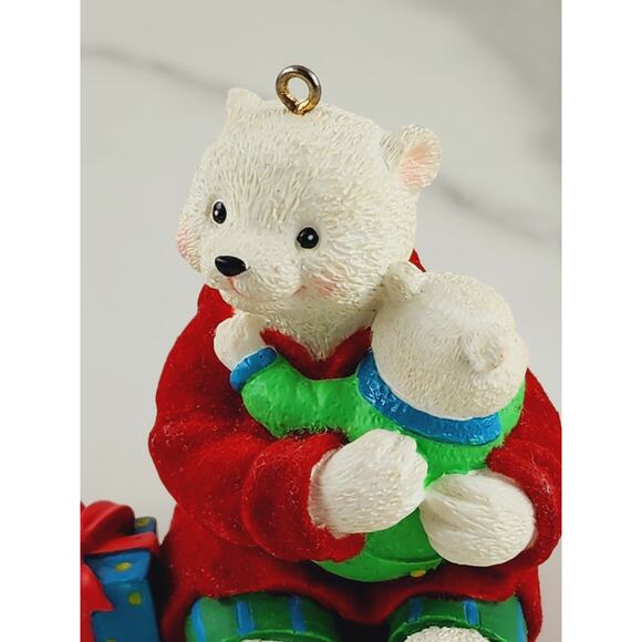 AGC Teddy Bear w/ Baby Ornament To My Dad Figurine Year 2000 White Red 2 3/4" - Picture 12 of 16